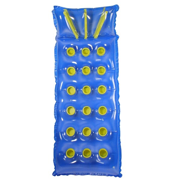 76" Inflatable Blue and Yellow 18-Pocket French Style Swimming Pool Air Mattress - N/A