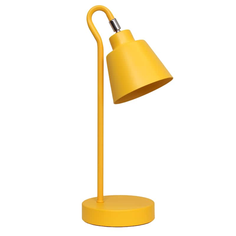 Metal Desk Lamp with Looped Arm and Adjustable Cone Shade - Yellow