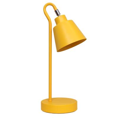 Metal Desk Lamp with Looped Arm and Adjustable Cone Shade