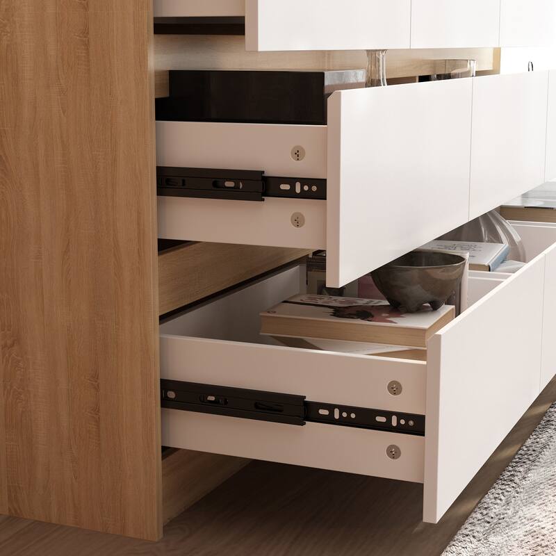 63" Modern 9-Drawer Dresser for Bedroom, Wide White Chest of Drawers, Large Storage Cabinet for Clothes Organization