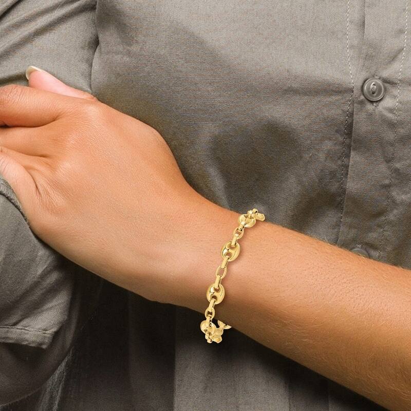 Curata 14k Gold Polished Fancy Link Bracelet 7.75 Inch