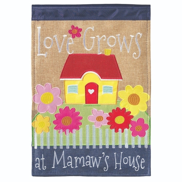 Yellow and Red "Love Grows at Mamaw's House" Printed Rectangular Garden Flag 18" x 13" - N/A