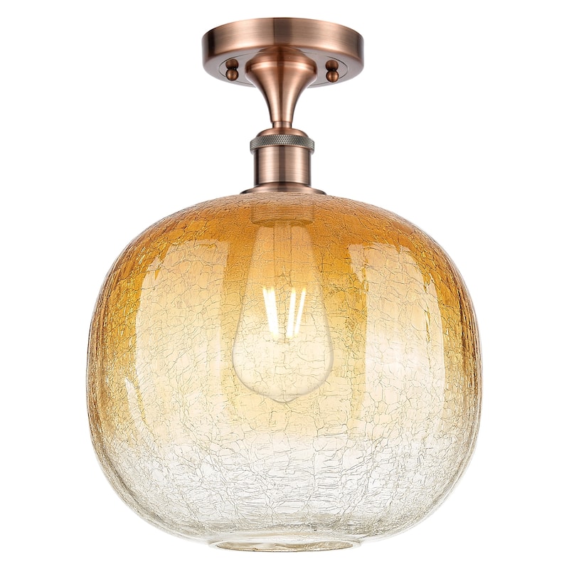 Innovations Lighting 516-1C-13-11 Brookhaven Sphere Semi-Flush - Antique Copper / Amber