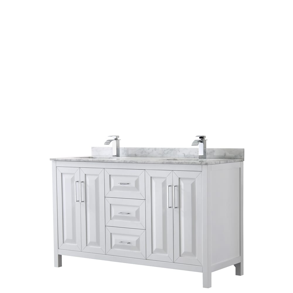 Daria 60-inch Double Vanity, Marble Top, No Mirror