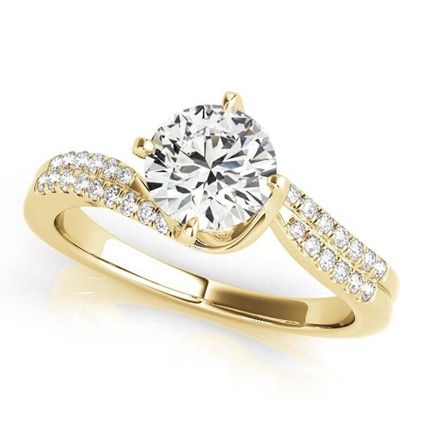 Auriya 14k Gold 1/2ctw Moissanite and Diamond Engagement Ring 1/6ctw. Opens flyout.