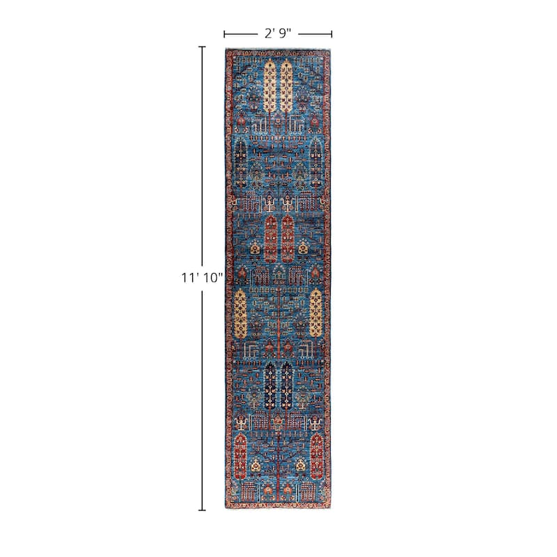 Serapi One-of-a-Kind Hand-Knotted Runner Rug - Light Blue, 2' 9" x 11' 10" - 2' 9" x 11' 10"