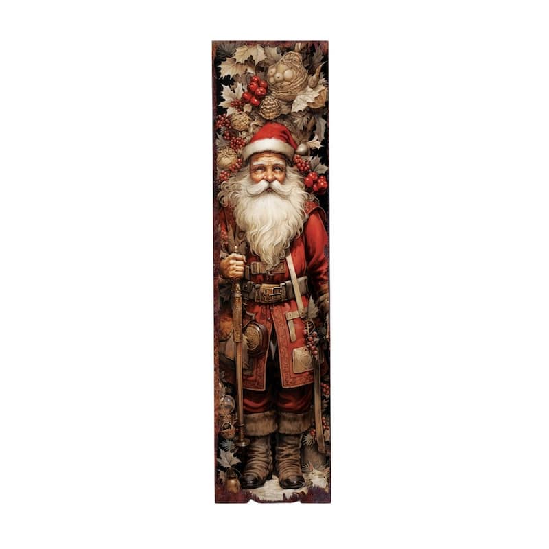 HomeRoots 36" Black And Red Solid Wood Christmas Santa Porch Sign
