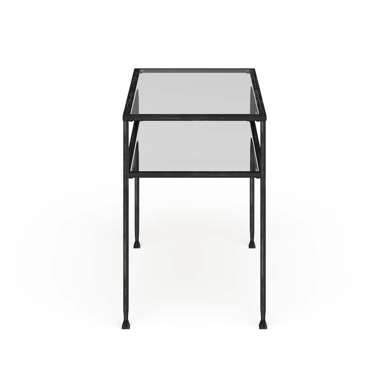 SEI Furniture Glenn Distressed Black Metal Console Table with Shelf