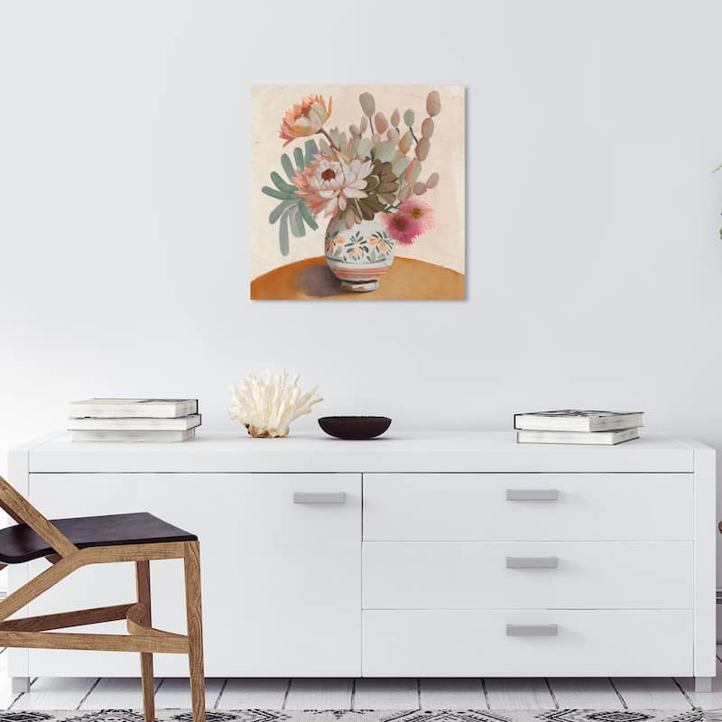 Wynwood Studio Canvas Floral and Botanical Cactus Floral Vase II Pink and Light Pink Traditional Wall Art Canvas Print - 20 x 20
