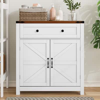 Farmhouse Storage Cabinet with Drawer and Adjustable Shelf