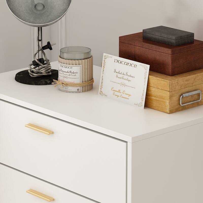 5 Drawer 27.4'' W Chest Dresser In White&Gold