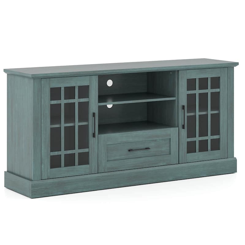 Costway Farmhouse TV Stand for TVs up to 70" Media Center with Glass - See Details