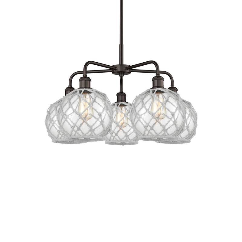Innovations Lighting 516-5CR-16-27 Farmhouse Rope Chandelier Farmhouse - Oil Rubbed Bronze / Clear Glass with White Rope