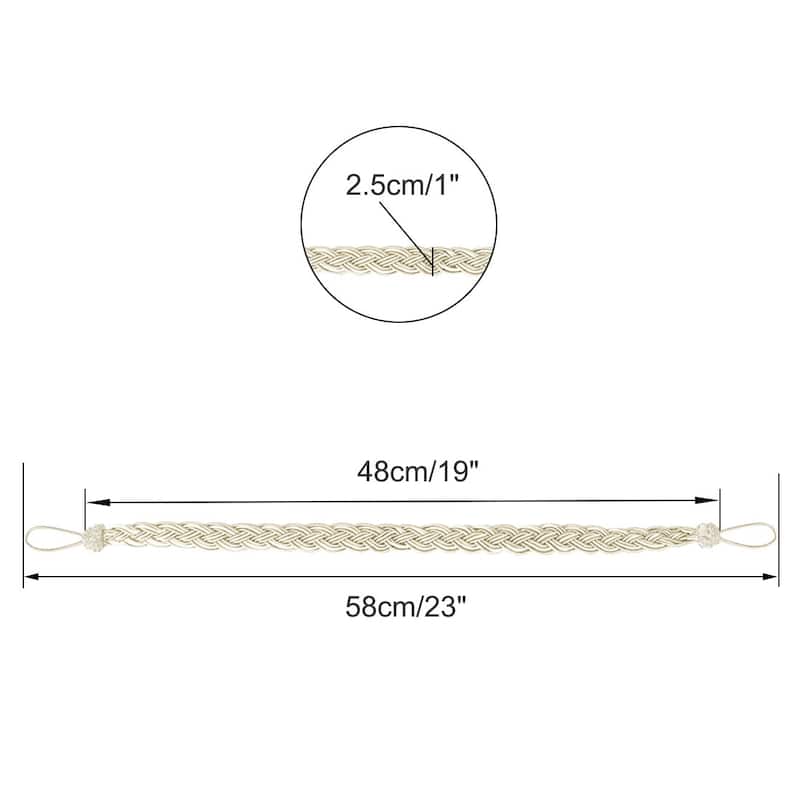 2pcs Curtain Tieback 23" Holdback Decorative Rope Curtain Holder - Beige - 23" x 1"