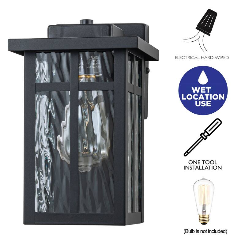 C Cattleya 2 Pack Matte Black Outdoor Wall Lantern Sconces with Water Glass