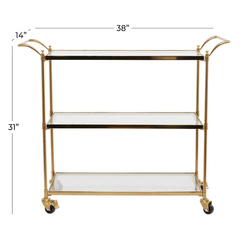 Metal Contemporary Bar Cart with Wheels