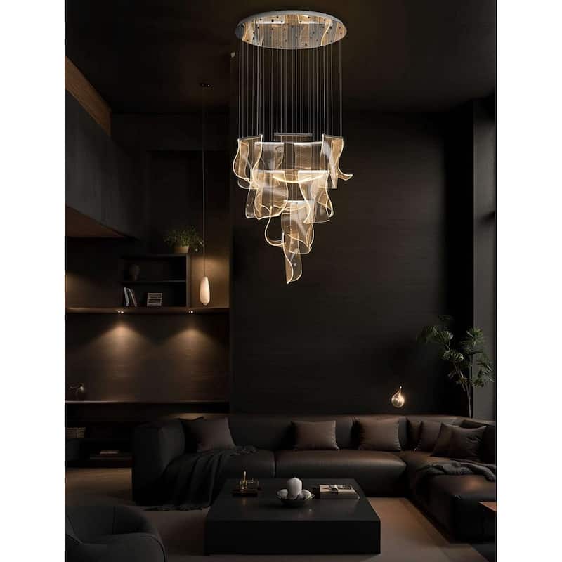 Luxury Acrylic Chandelier 31.5" Wide 16 lights LED Multi Light - Chrome