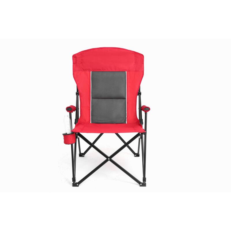 Portable Collapsible Chair with Cup Holder,Support 250LBS - RED
