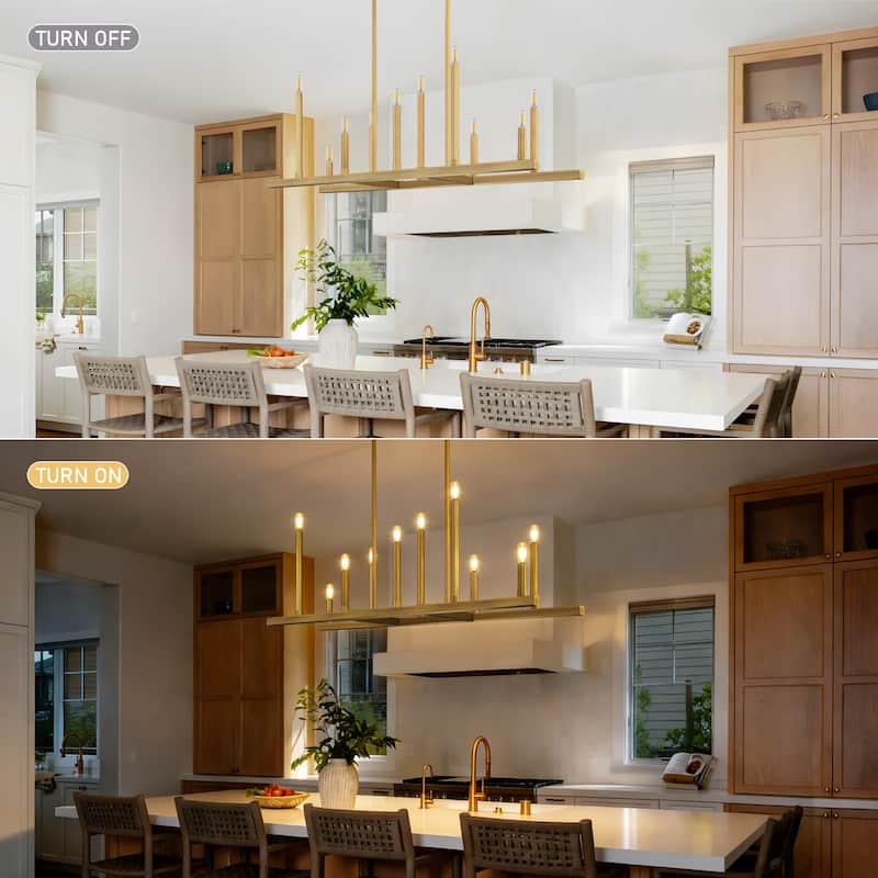 LamQee Mid Century Chandelier Rustic Sputnik Gold Ceiling Light - Large