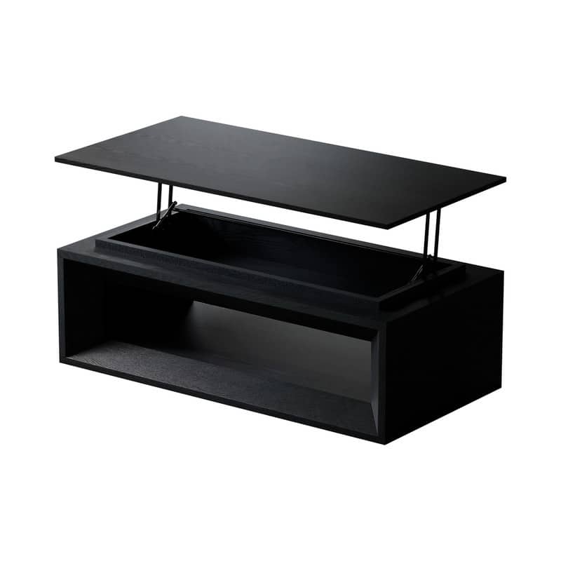 43.3" Lift-Top Coffee Table, Solid Wood Veneer Modern Accent Table with Storage and Adjustable Height