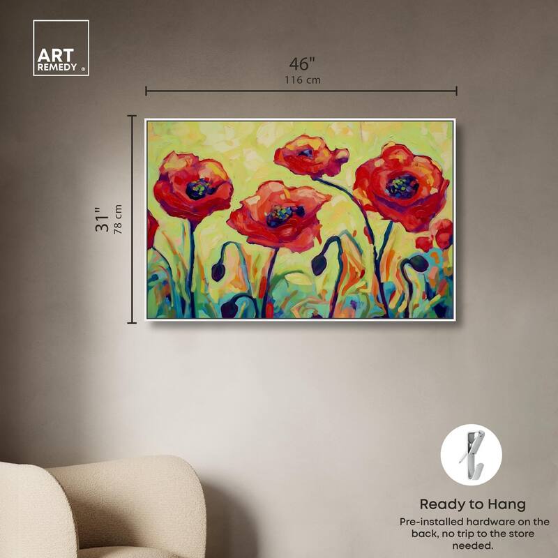 Red Poppy Field II Canvas by Art Remedy