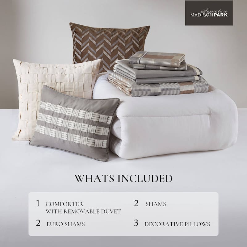 Madison Park Signature Prescott Jacquard Oversized Duvet Style Comforter Set