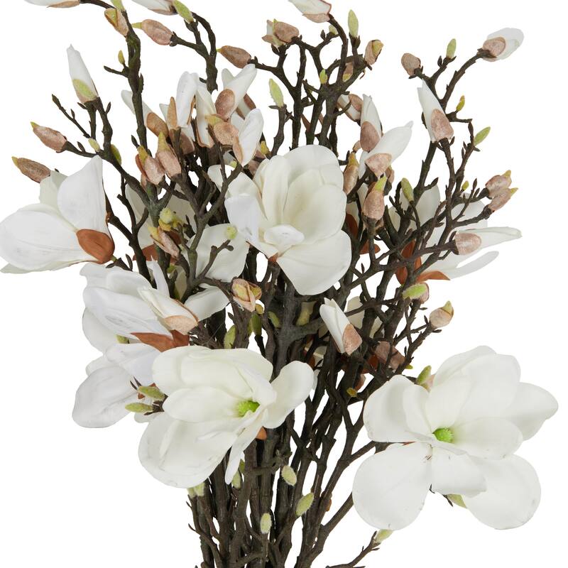 Plastic Magnolia Tall Artificial Flower Stem - Set of 6 White - Roche River Decor