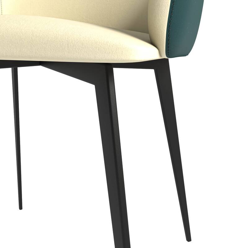 Sonnet Dining Chair with Upholstered Seat and Arms in Black Metal by LeisureMod