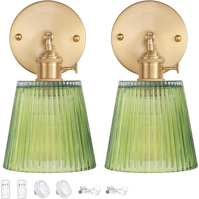 Set of 2 wall light green kitchen light brass, glass, iron island light