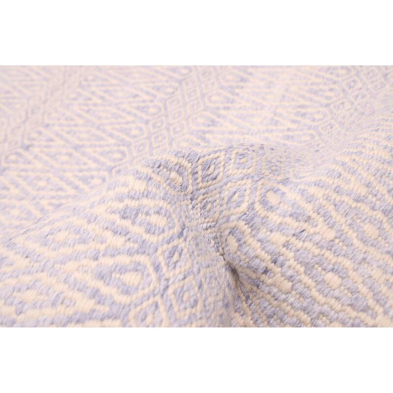 ECARPETGALLERY Flat-Weave Nevada Light Denim Blue Wool Kilim - 5'2 x 7'4