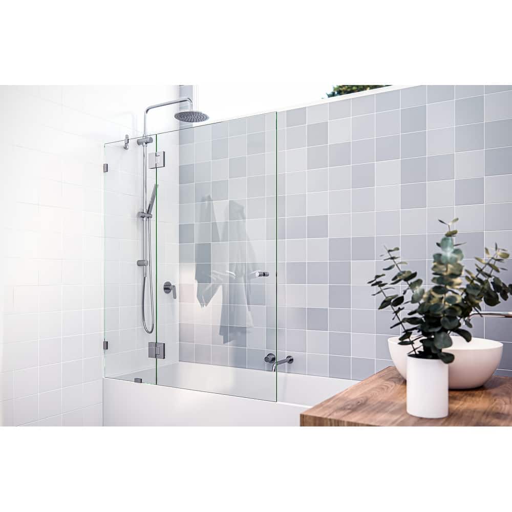 Glass Warehouse 58.25" x 48.5" Frameless Shower Bath Door - Glass Hinge