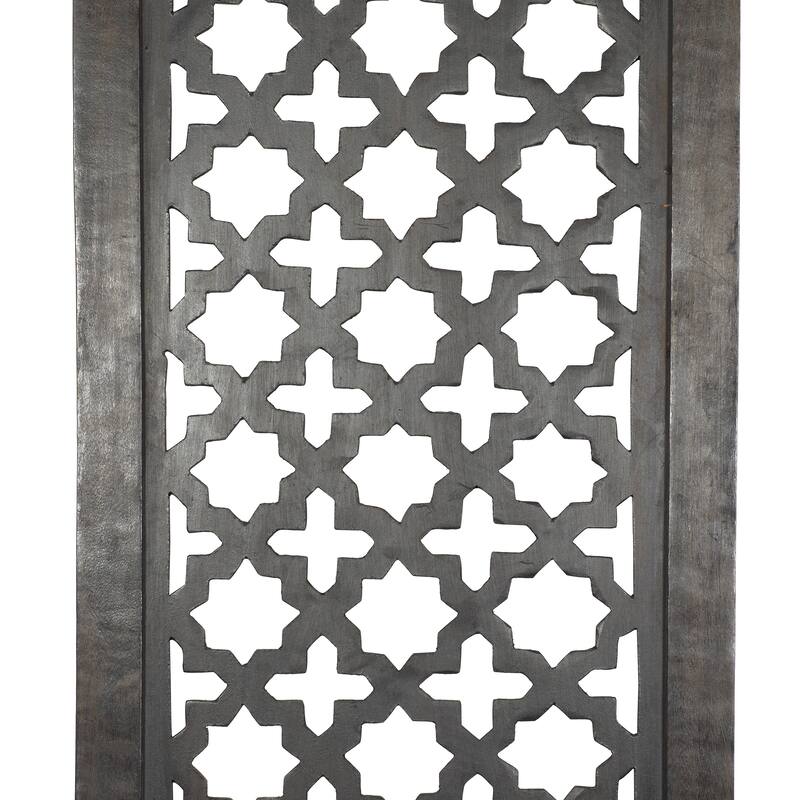 Black Wood Handmade Carved Geometric Home Wall Decor
