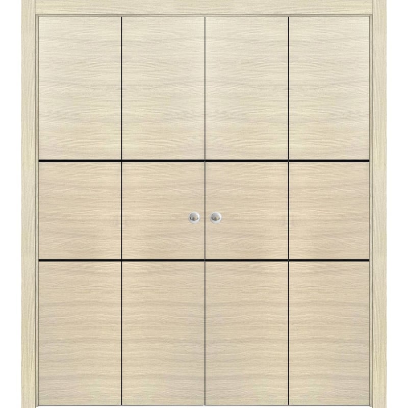 Bi-fold Doors 56 x 80 Planum 0014 Natural Veneer with Sturdy Tracks - 72" x 96" (4* 18x96)
