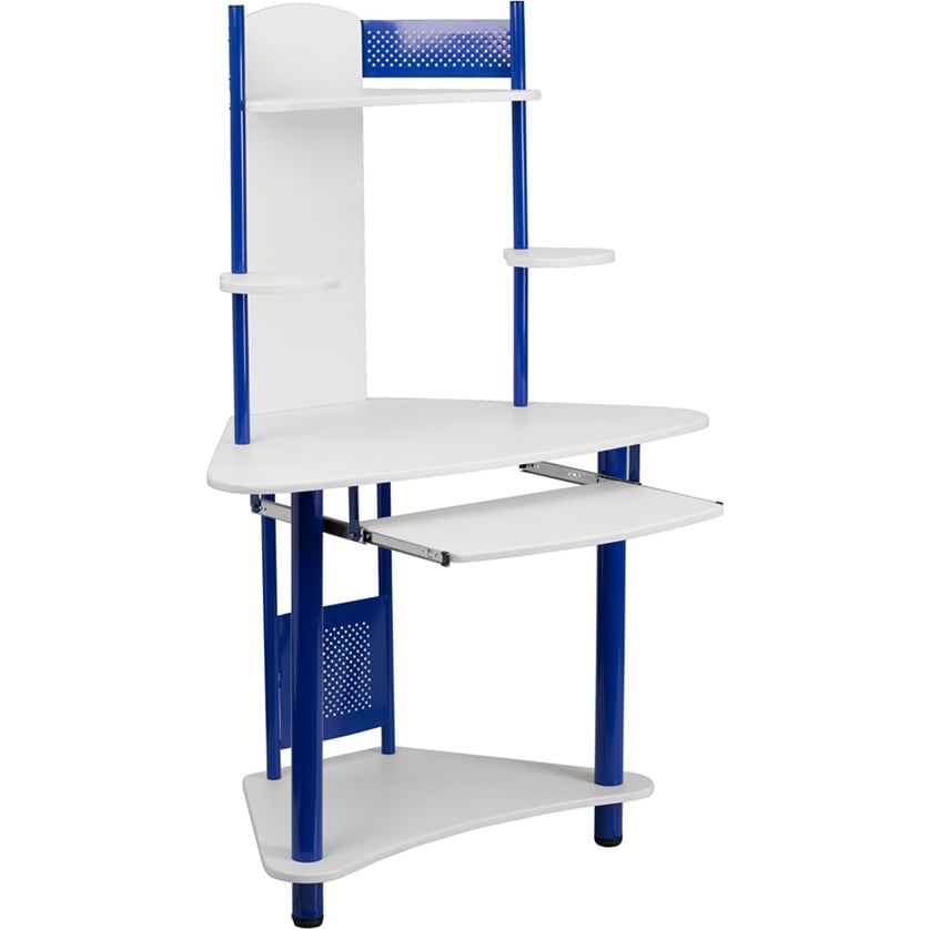 Shop Malcom Blue Corner Computer Desk W Hutch Free Shipping