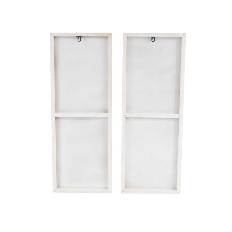 Wood Geometric Wall Art with Black Accents - Set of 2 White - Roche River Decor
