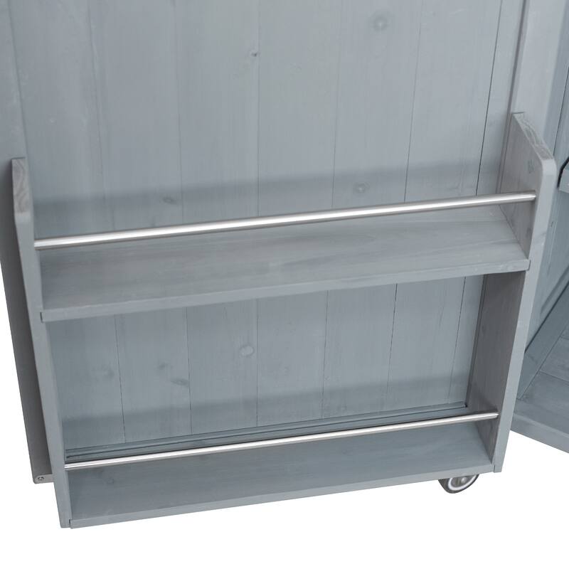 39 Inch Outdoor Kitchen Island Fir Wood Cabinet Stainless Steel Top Drawer