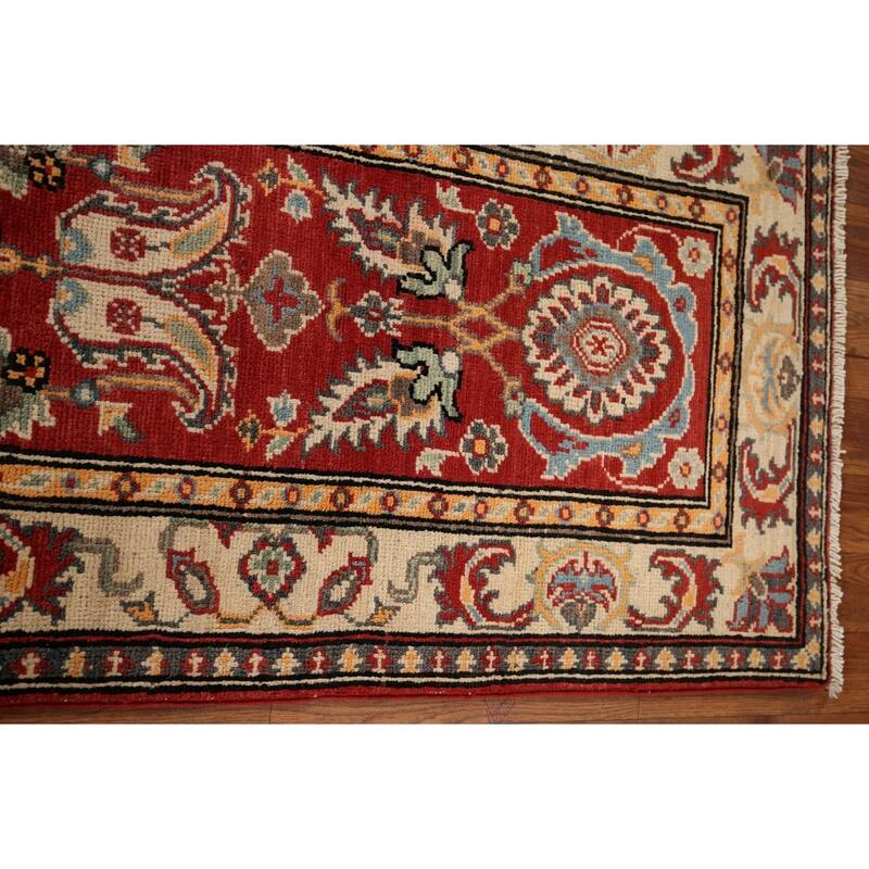 Red Kazak Runner Rug Hand-Knotted Hallway Wool Carpet - 2'1" x 6'1"