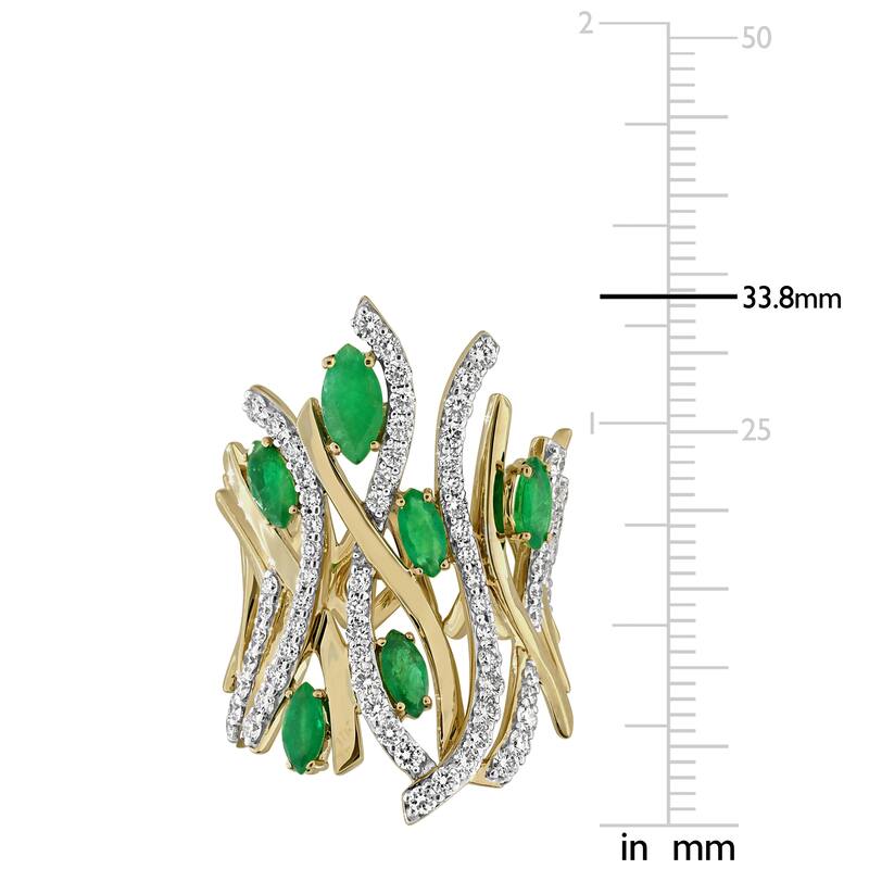 Miadora 1 3/4ct TGW Emerald and 1 2/5ct TDW Diamond Statement Eternity Ring in 14k Yellow Gold