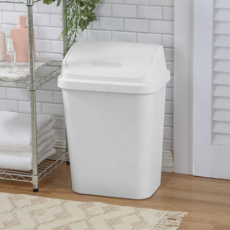 Sterilite 7.8 Gallon SwingTop Kitchen Wastebasket Trash Can, White (6 Pack)