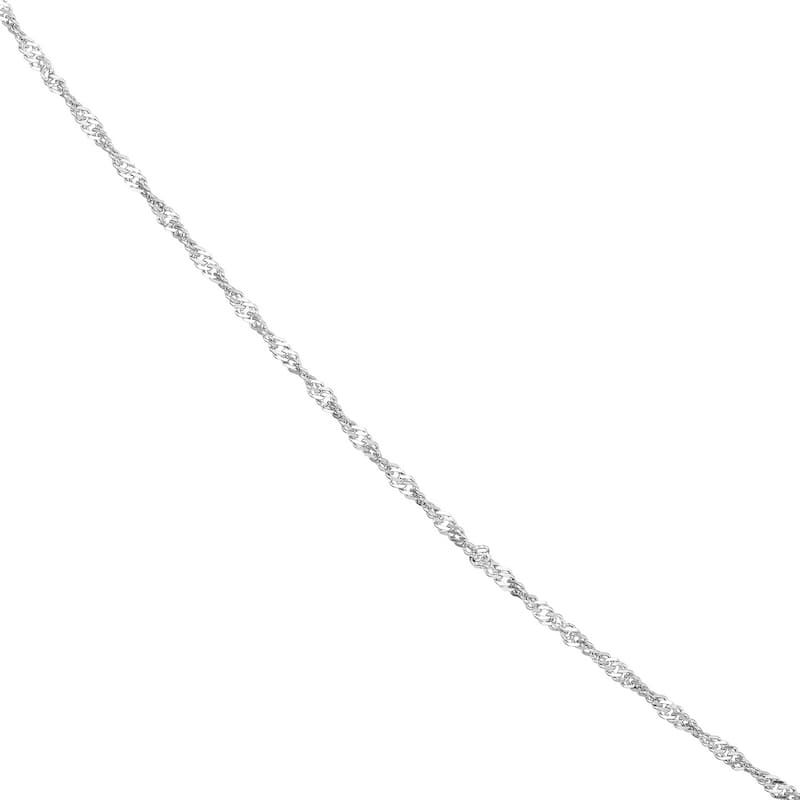 Curata 14k White Gold 1.15mm Singapore Chain Necklace (Lobster)