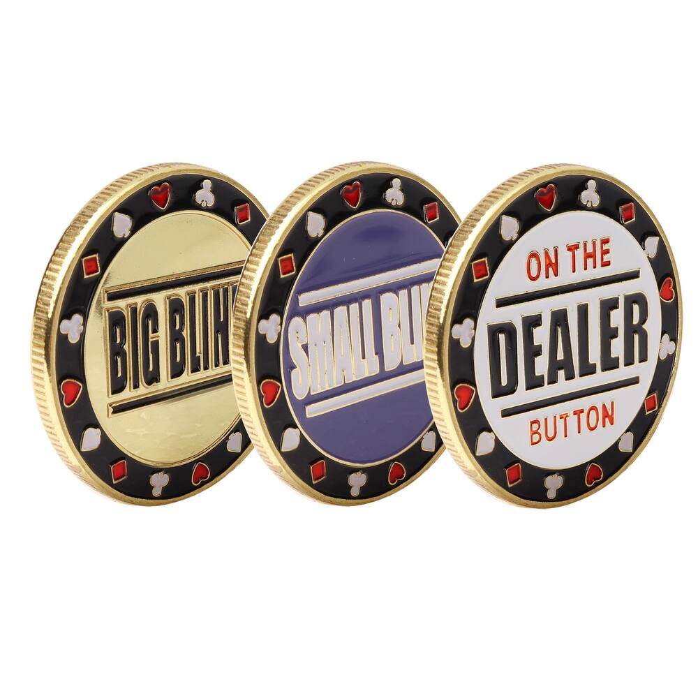 GSE™ Set of 3 Metal Small Blind, Big Blind, Dealer Puck Buttons. Texas Hold'em Poker Accessories - Button