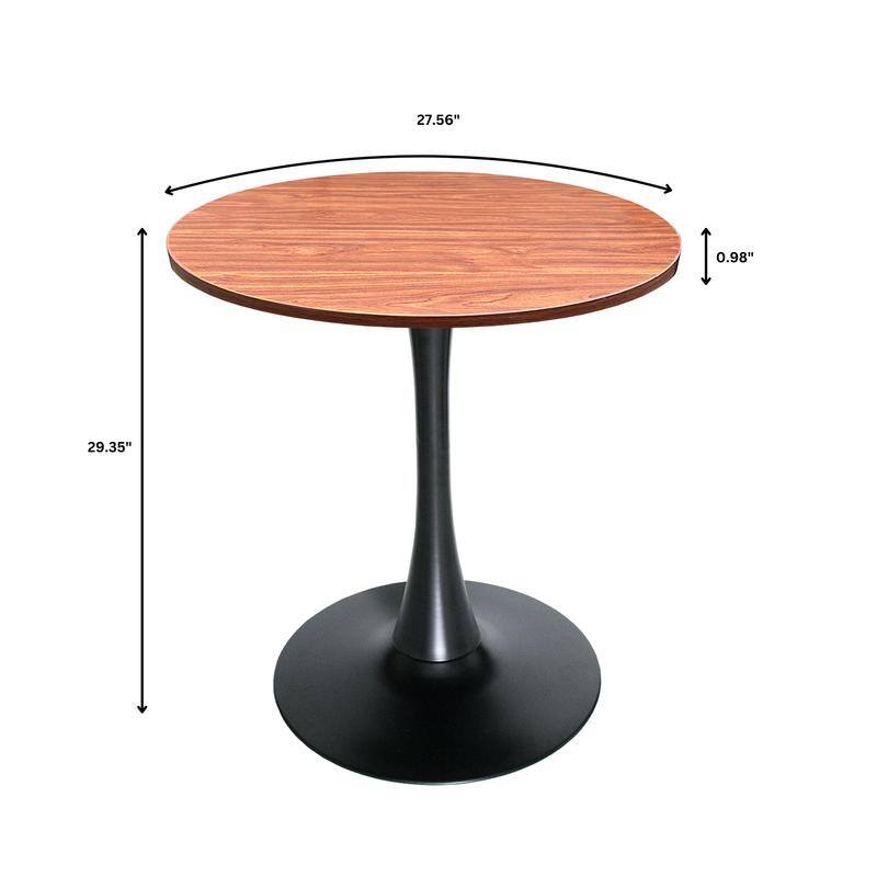 Bristol 27" Round Dining Table for 4, MDF Tabletop in Sleek Black Pedestal Base for Kitchen & Dining Room - 27.56"