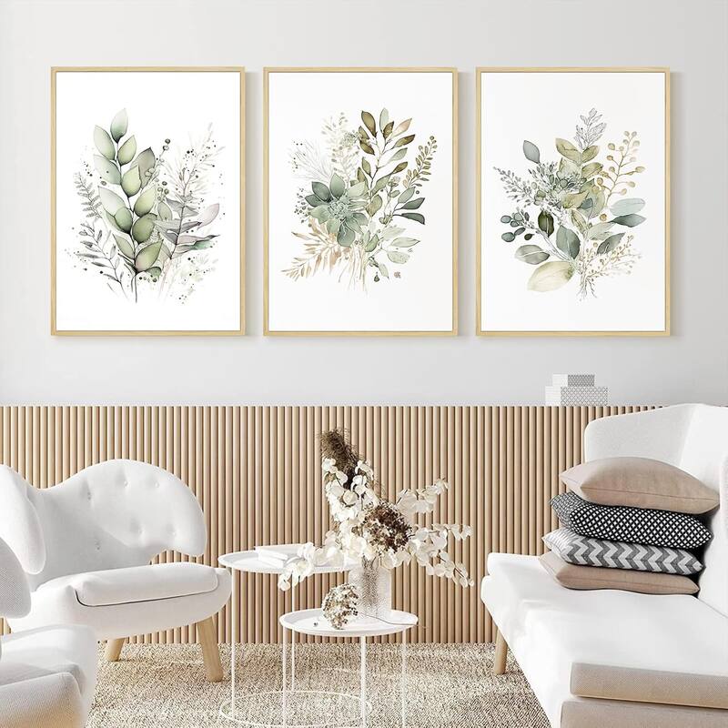 Floral Canvas Wall Decor Prints Sage Green Wildflower Wall Art
