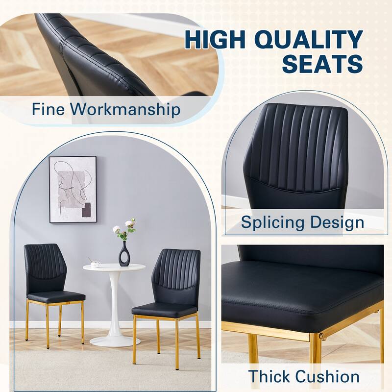 Set of 4 Vertical Stripe Design Dining Chair with Metal Leg Armless Chair Accent Chair Armless Chair for Dining Room