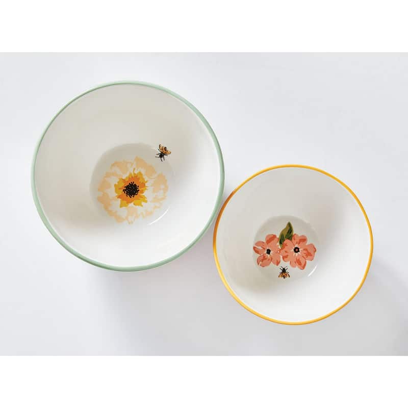 Bee Floral Bowl Set/2 - 10 x 10