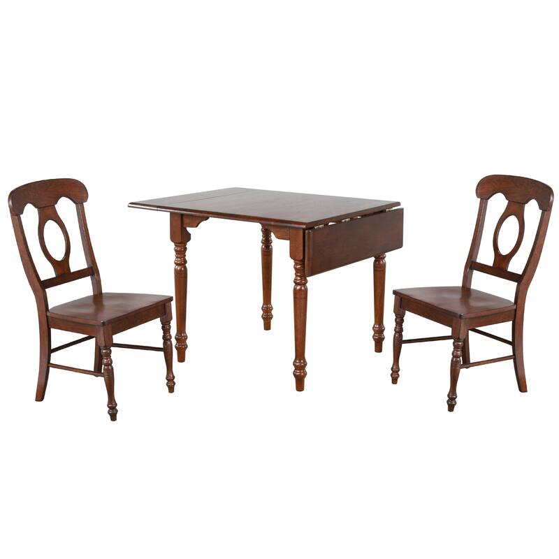 Rectangular Dining Set - 3 Piece Expandable Table & Chairs - 34-48" Wood Dining Room Set