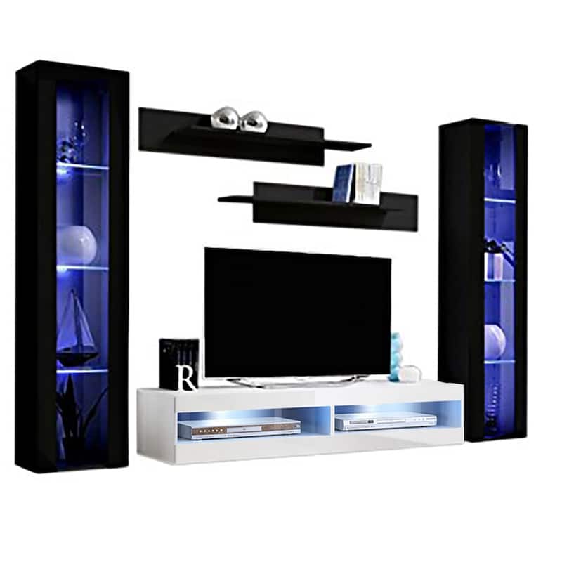 Fly AB2 34TV Wall Mounted Floating Modern Entertainment Center - Black/White