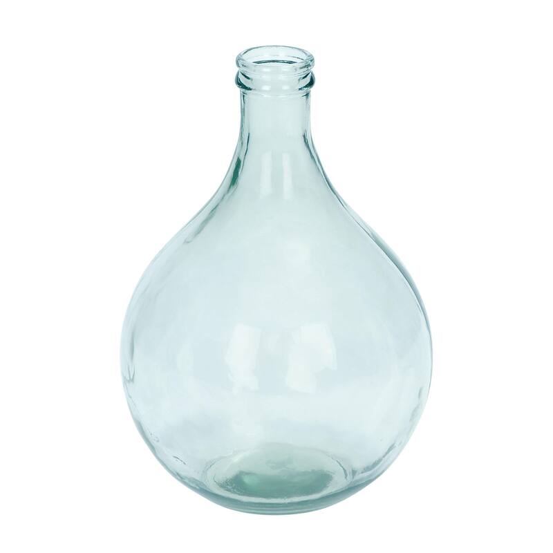 Recycled Glass Handmade Spanish Bottle Decorative Vase - Blue, Teal, Clear, Brown, Green - Roche River Decor - Blue - 11"W, 17"H