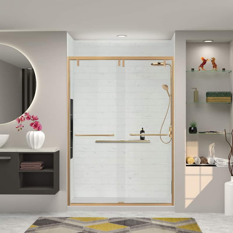 Eden 60 in. W x 80 in. H By-Pass Semi-Frameless Shower Door with Clear Glass - 56-60-in W x 80-in H