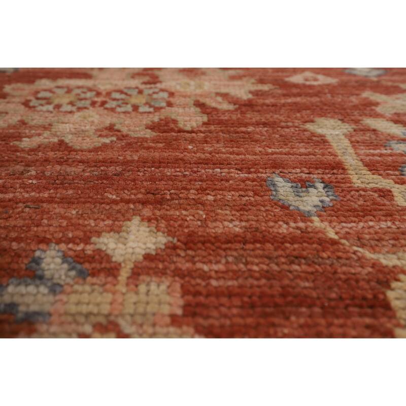 Vegetable Dye Oushak Turkish Large Rug Orange Hand-Knotted Wool Carpet - 10'8"x 13'6"